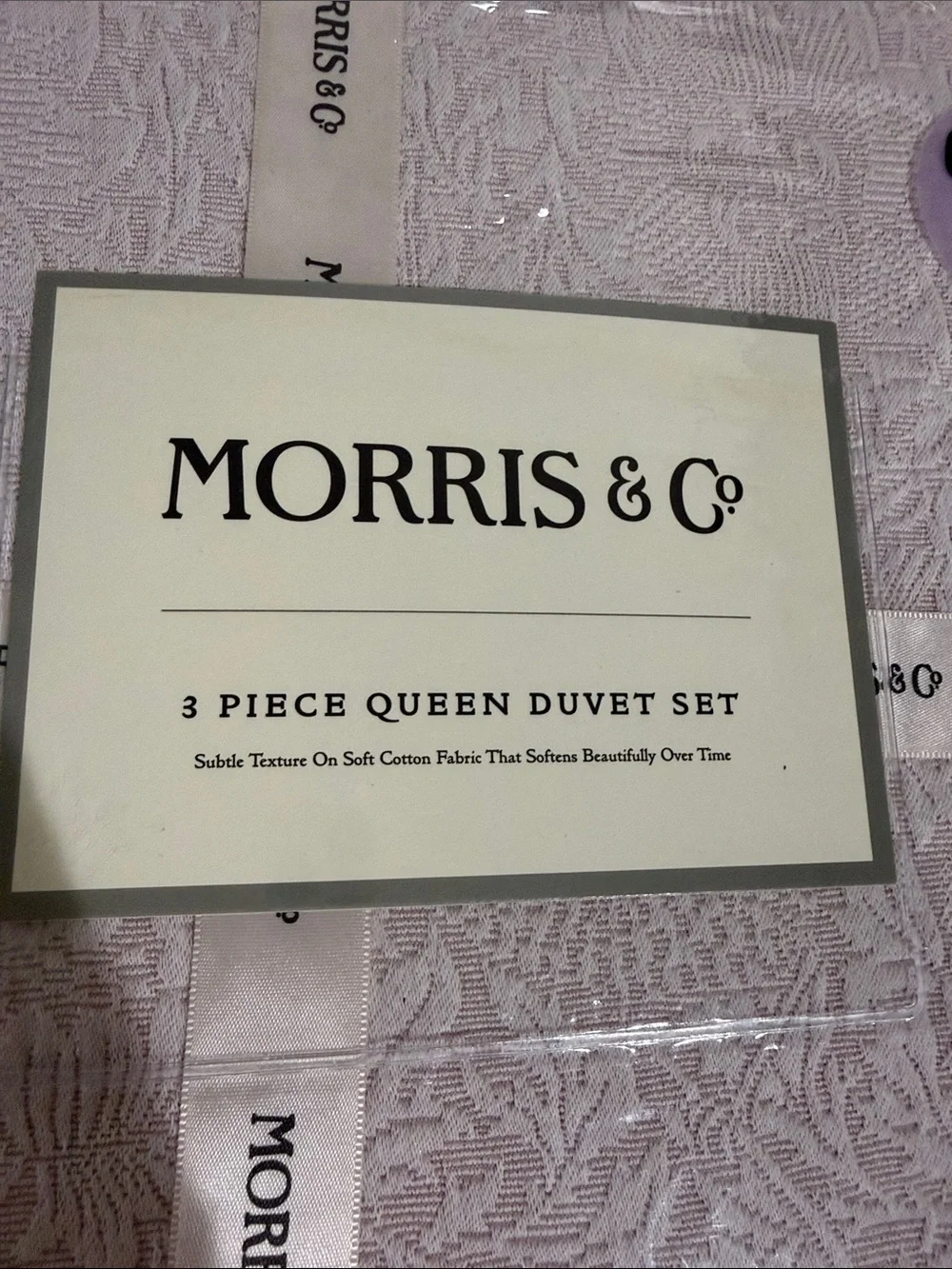 3pc WILLIAM MORRIS lavender Summer QUEEN Duvet Cover Set Cotton Percale new